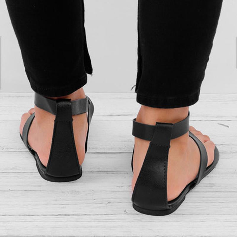 Women Ankle Wrap Strappy Flat Sandals - fashionshoeshouse