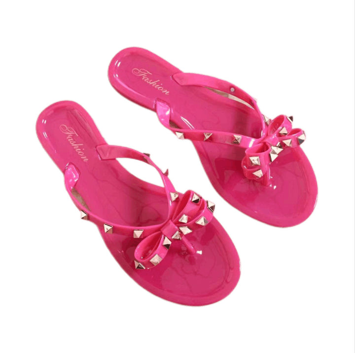 Women Fashion Studded Jelly Sandals Summer Beach Slide Sandals