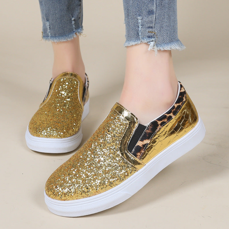 Women's sequins glitter sneakers low top slip on shoes