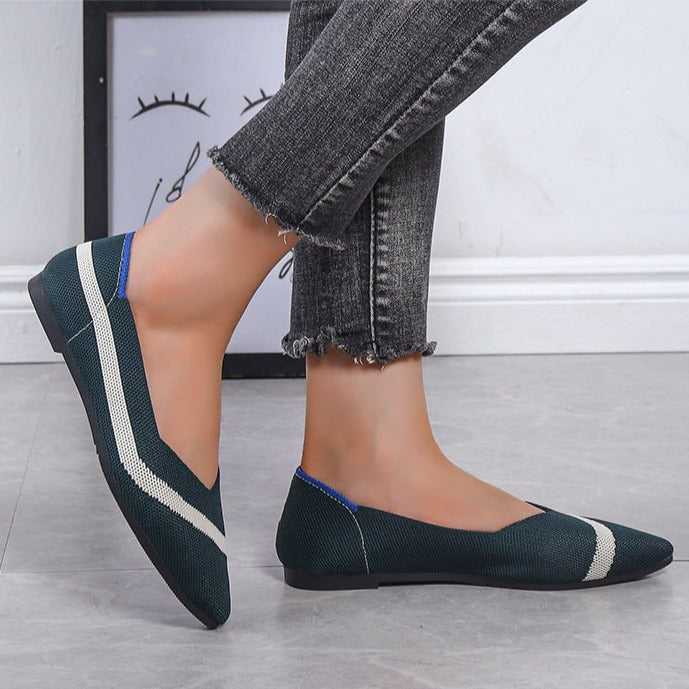 Women's slip on pointed toe flats summer casual office work shoes