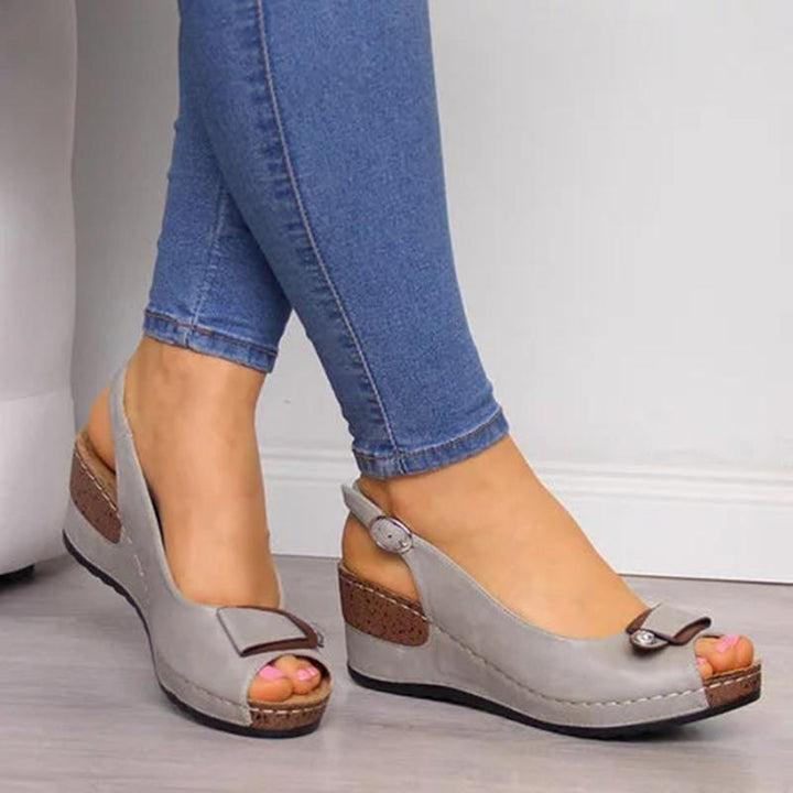 Women Casual Wedge Heel Peep Toe Sandals - fashionshoeshouse