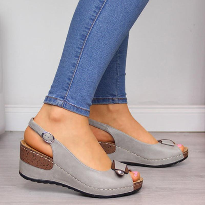 Women Casual Wedge Heel Peep Toe Sandals - fashionshoeshouse