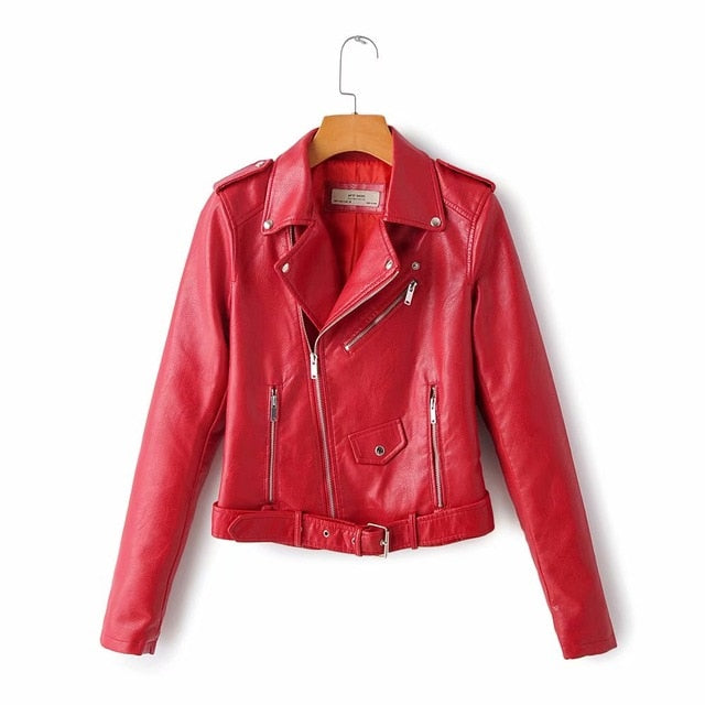 Women's fashion biker jacket slim short zipper motorcycle jacket coat