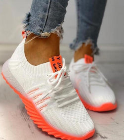 Women's fashion knitted sneakers mesh summer breathable sneakers casual walking shoes