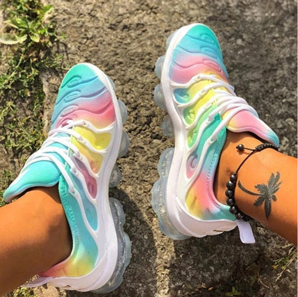 Womens slip on rainbow sneakers casual shoes for walking
