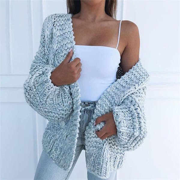 Women's batwing sleeve knitted cardigan cute open front chunky cardigan sweater
