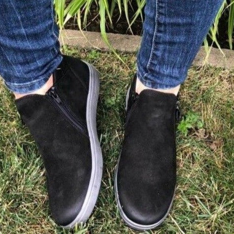 Women's high top zipper sneakers boots casual flat walking shoes