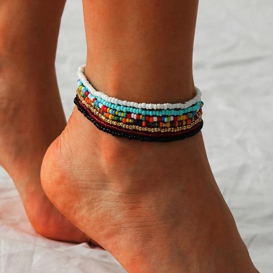 Women colorful beaded anklet bracelet