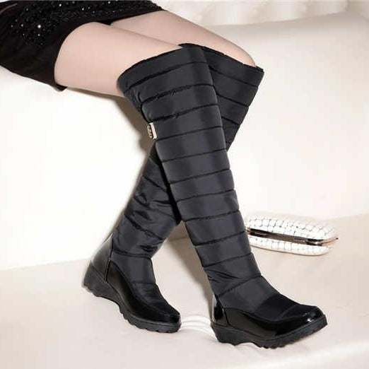 Waterproof Knee High Boots for Women Winter Faux Fur Shoes - fashionshoeshouse
