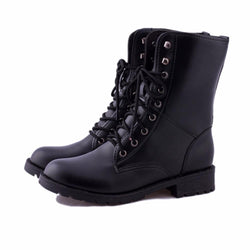 Lace Up Boots for Women Military Army Combat  Black Boots - fashionshoeshouse