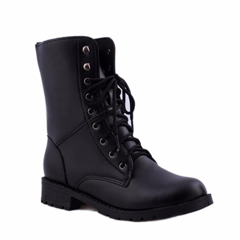 Lace Up Boots for Women Military Army Combat  Black Boots - fashionshoeshouse