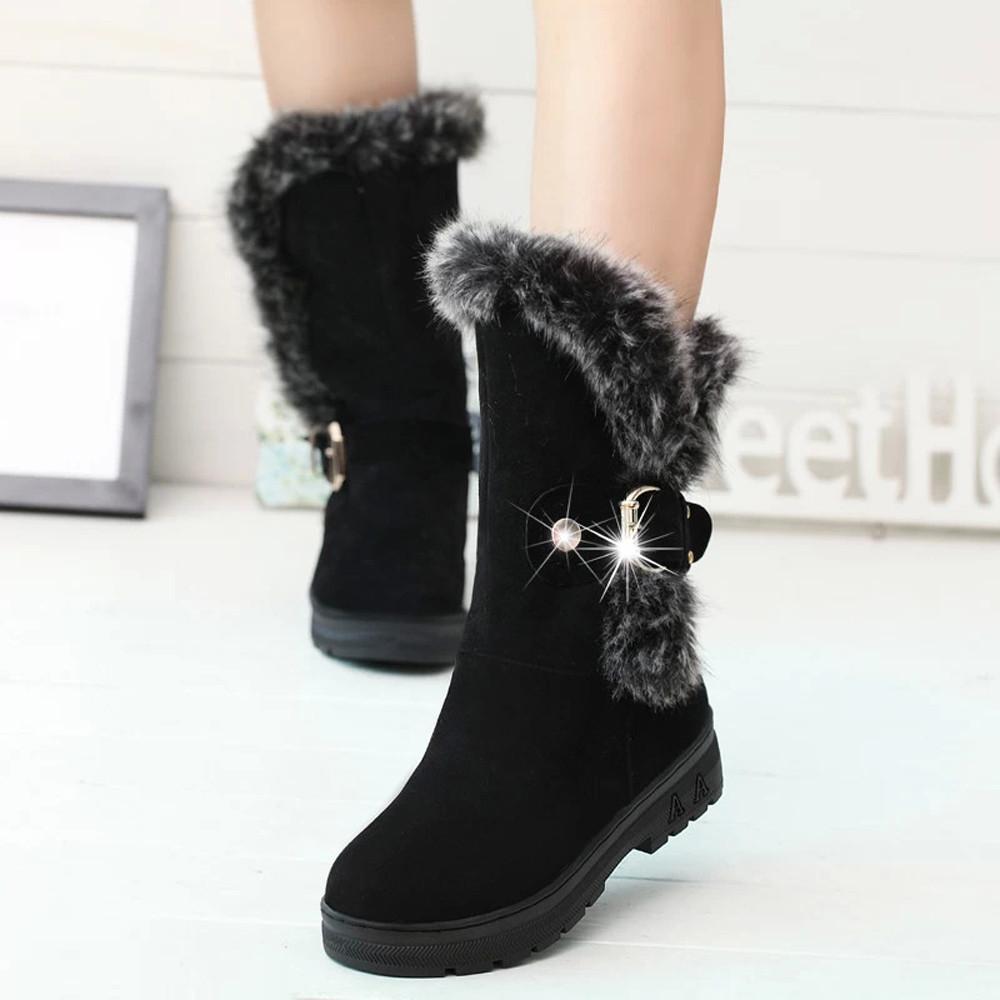 Warm Fur Boots for Women Slip-On Soft Snow Boots - fashionshoeshouse