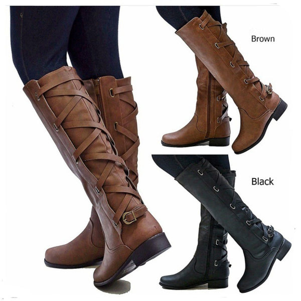 Women's motorcycle boots | Flat knee high boots | Vintage tall boots ...