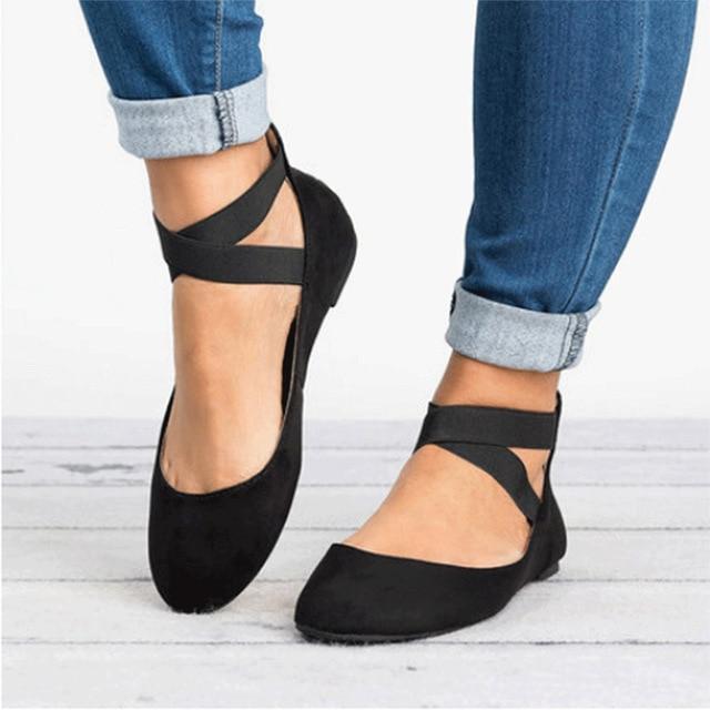 Elastic Band Casual Flats - fashionshoeshouse