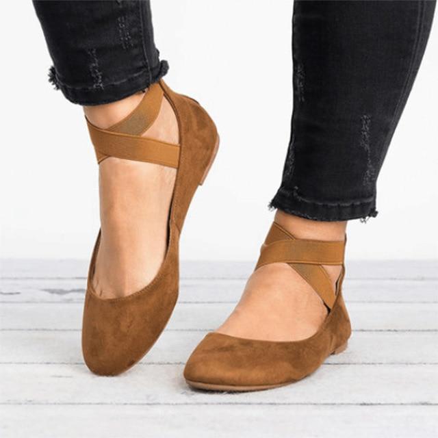 Elastic Band Casual Flats - fashionshoeshouse