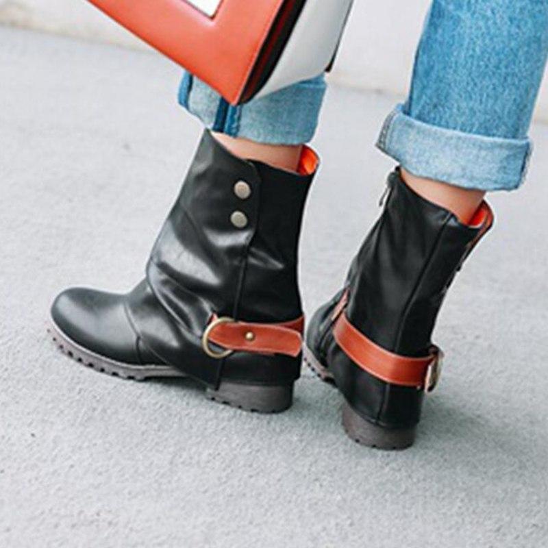 Vintage Fur-lined Buckle Ankle Boot - fashionshoeshouse