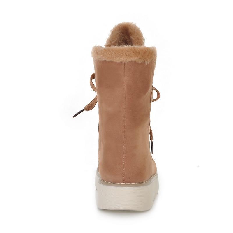 Lace up Warm Fur Platform Winter Boots - fashionshoeshouse