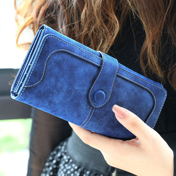 Many Departments Suede Long Wallet Lady Purse High Quality Female Wallets - fashionshoeshouse